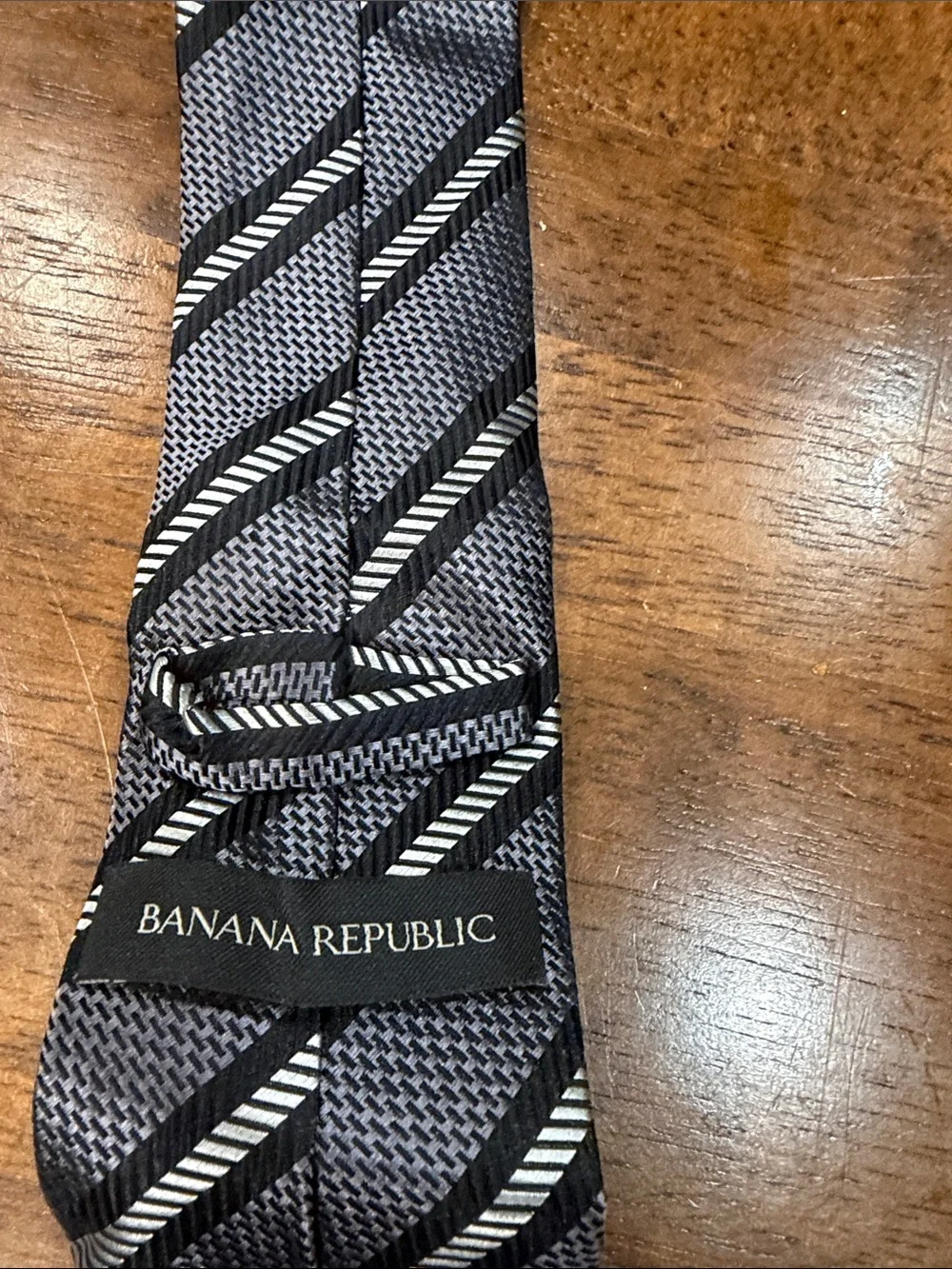 Banana Republic Gray and Black Diagonal Stripe Tie